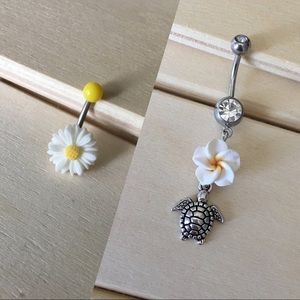 Tropical Turtle Belly Button Ring Set
